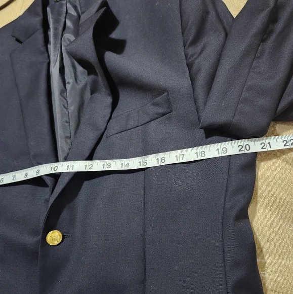 Lauren‎ Ralph Lauren Wool Blend Navy Blue and Gold Button Blazer Suit Jacket 42R